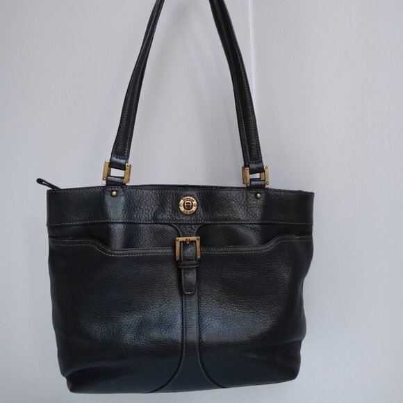 Etienne Aigner Roomy Black Pebbled Leather Shoulder Bag Vintage Western Look - Picture 11 of 11